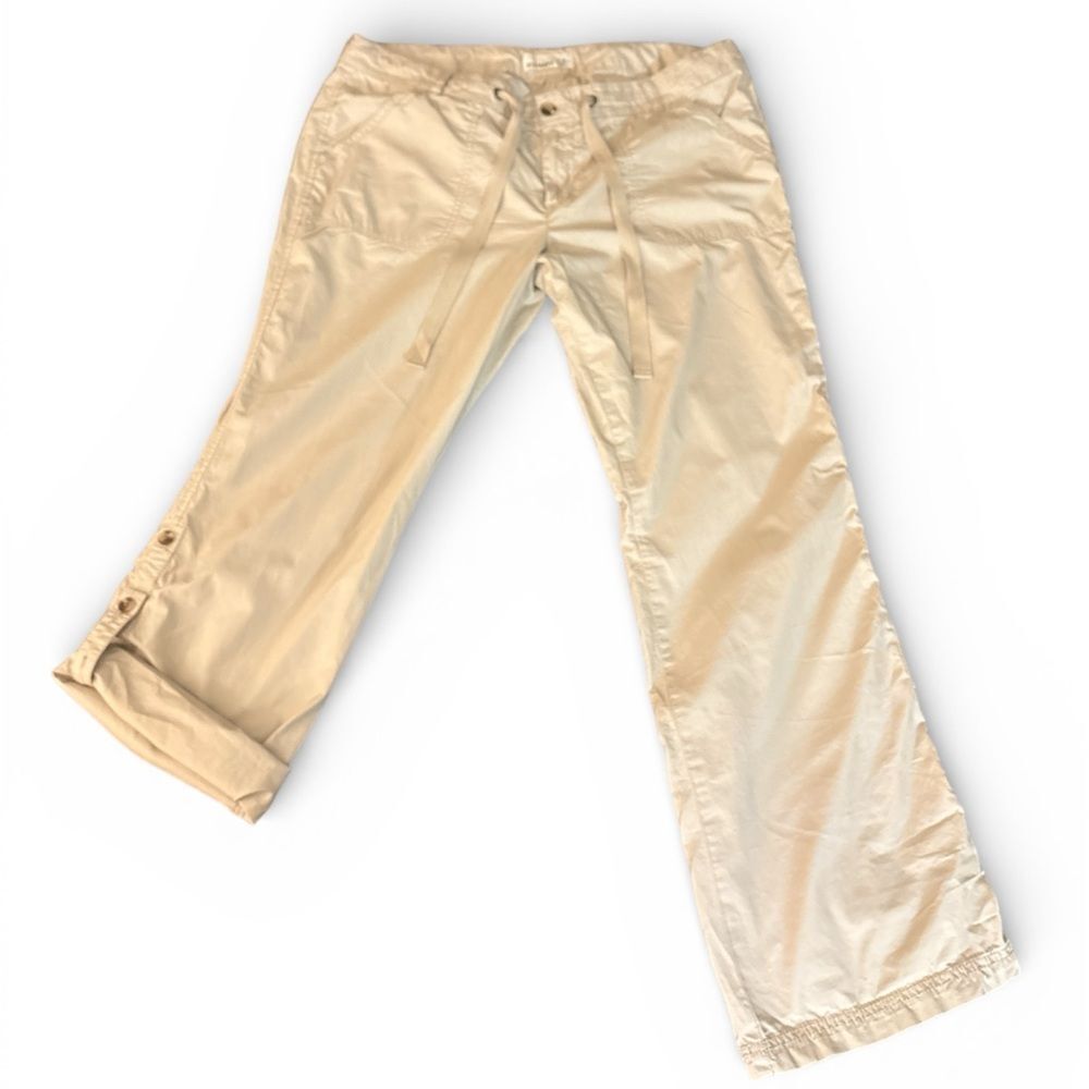 Vintage Old Navy Women's Khaki Cargo Pants Y2K Roll Up Utility Cotton Size 16 - Picture 2 of 5